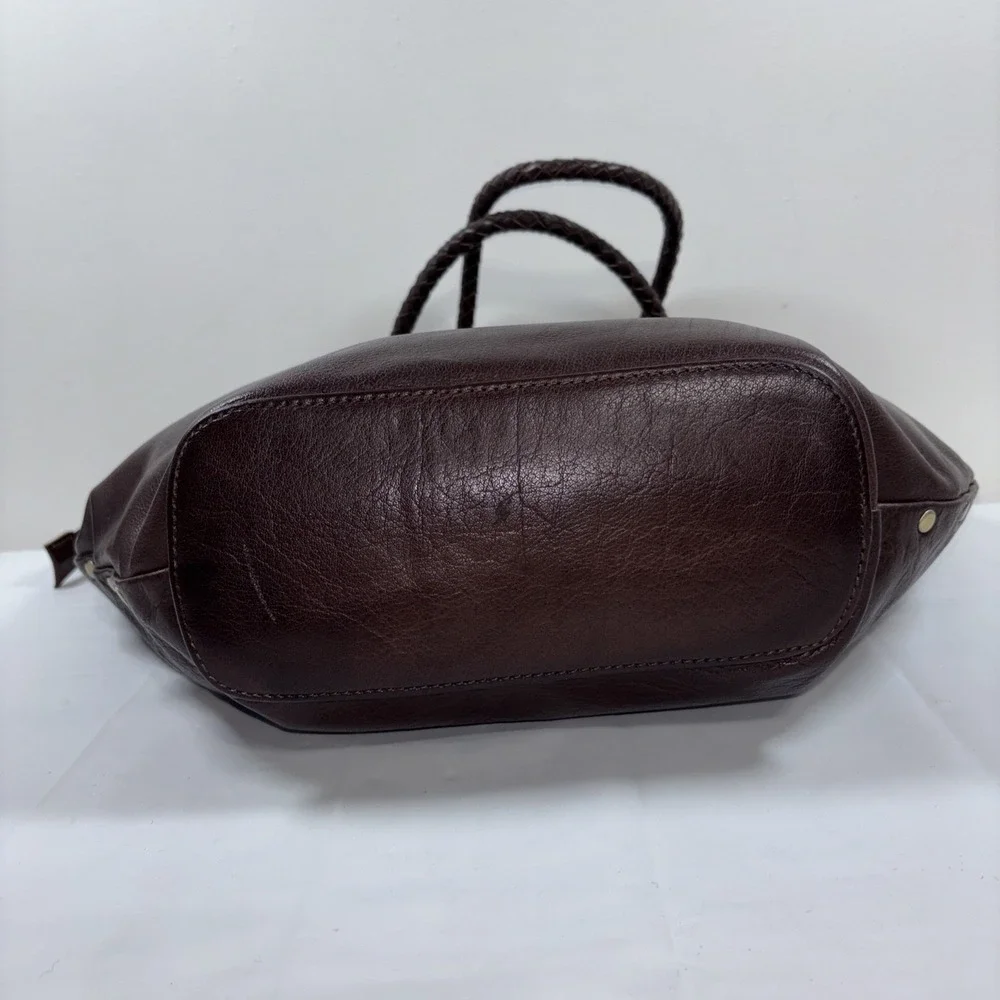 Noonday Collection Leather Arcadia Tote Bag Spacious‎ Purse Brown Braided Straps